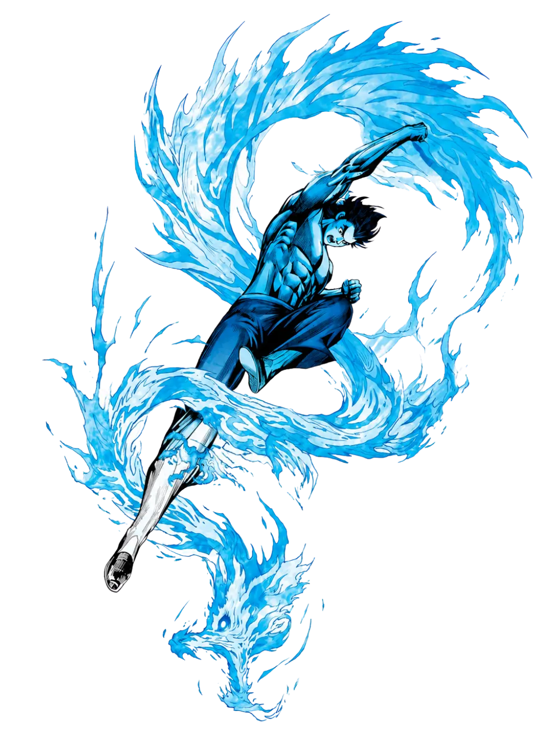 Tiger Wong in the Ten-Sun ultimate state surrounded by blue flame